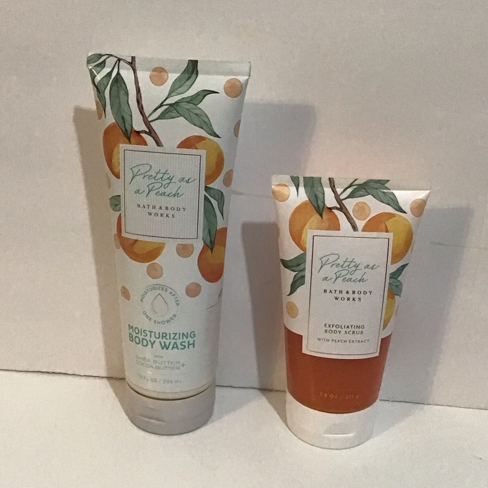 Bath & Body Works Pretty as a Peach Body Wash and Exfoliating Body Scrub Set